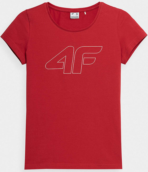 Czerwony t-shirt 4F z krótkim rękawem z okrągłym dekoltem