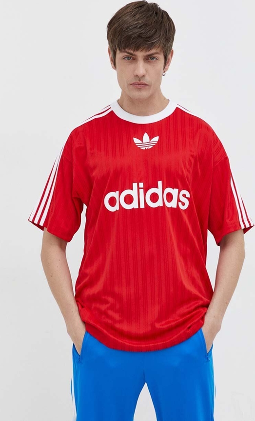Czerwony t-shirt Adidas Originals z krótkim rękawem