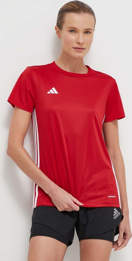 Czerwony t-shirt Adidas Performance z krótkim rękawem