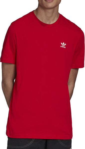 Czerwony t-shirt Adidas w sportowym stylu z dzianiny z krótkim rękawem