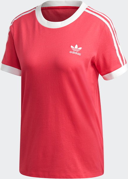 Czerwony t-shirt Adidas w sportowym stylu z krótkim rękawem z okrągłym dekoltem