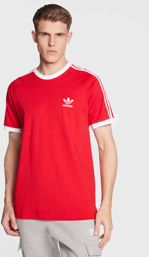 Czerwony t-shirt Adidas z krótkim rękawem