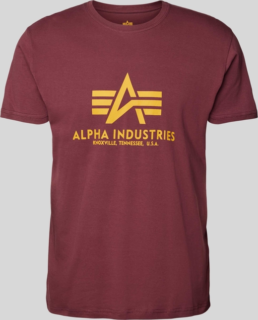Czerwony t-shirt Alpha Industries z bawełny z nadrukiem