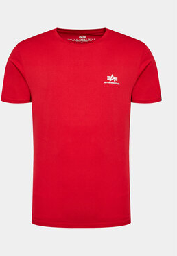 Czerwony t-shirt Alpha Industries z krótkim rękawem