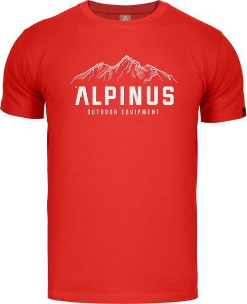 Czerwony t-shirt Alpinus z krótkim rękawem w młodzieżowym stylu