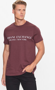 Czerwony t-shirt Armani Exchange w młodzieżowym stylu