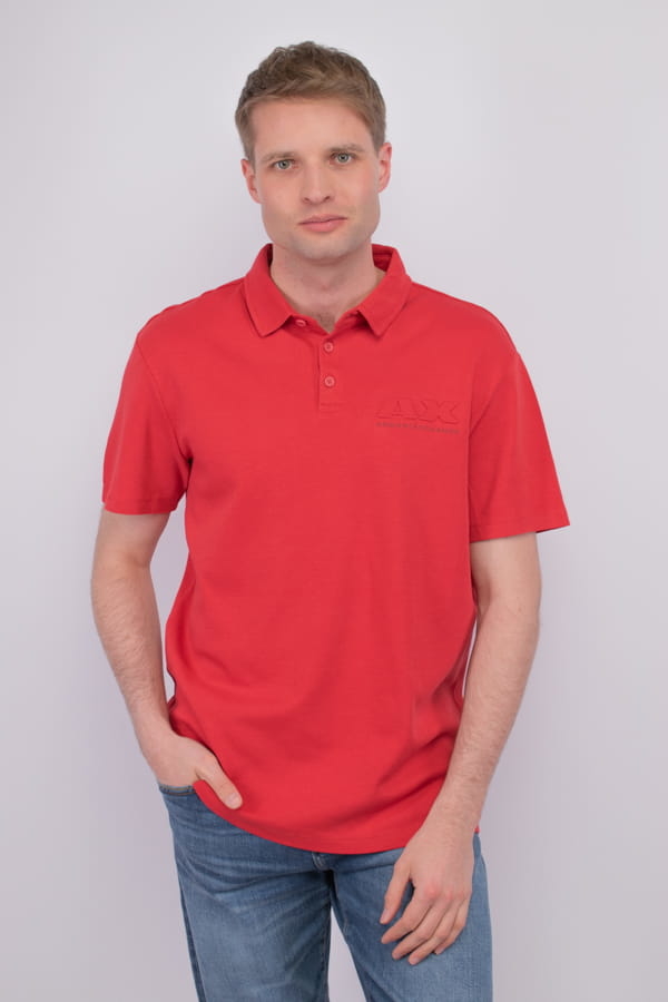 Czerwony t-shirt Armani Exchange z krótkim rękawem w stylu casual z bawełny