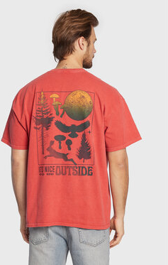 Czerwony t-shirt Bdg Urban Outfitters z krótkim rękawem w stylu casual