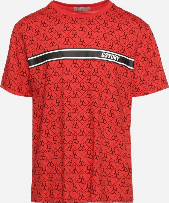 Czerwony t-shirt born2be w młodzieżowym stylu z krótkim rękawem z bawełny