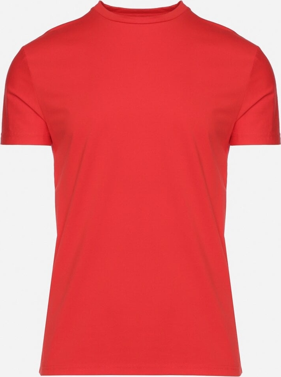 Czerwony t-shirt born2be z bawełny z krótkim rękawem