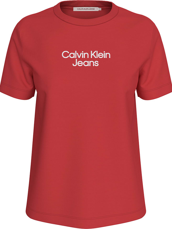 Czerwony t-shirt Calvin Klein z bawełny