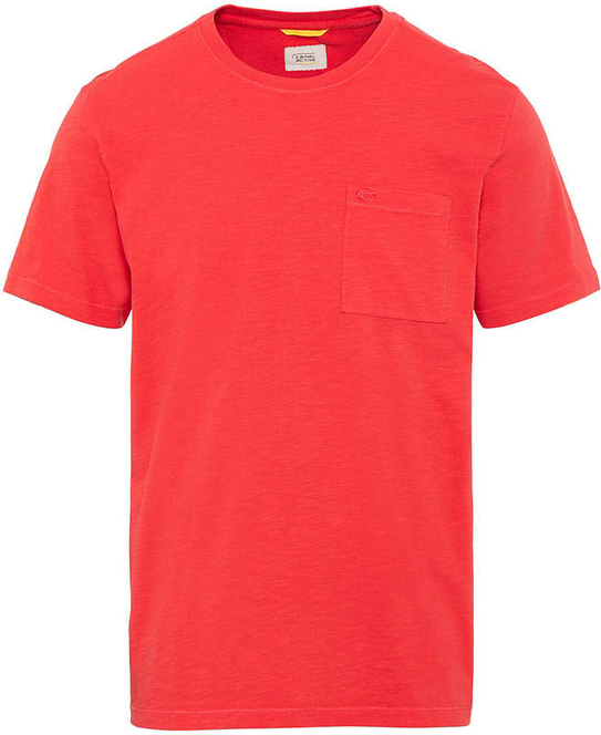 Czerwony t-shirt Camel Active w stylu casual z krótkim rękawem z bawełny