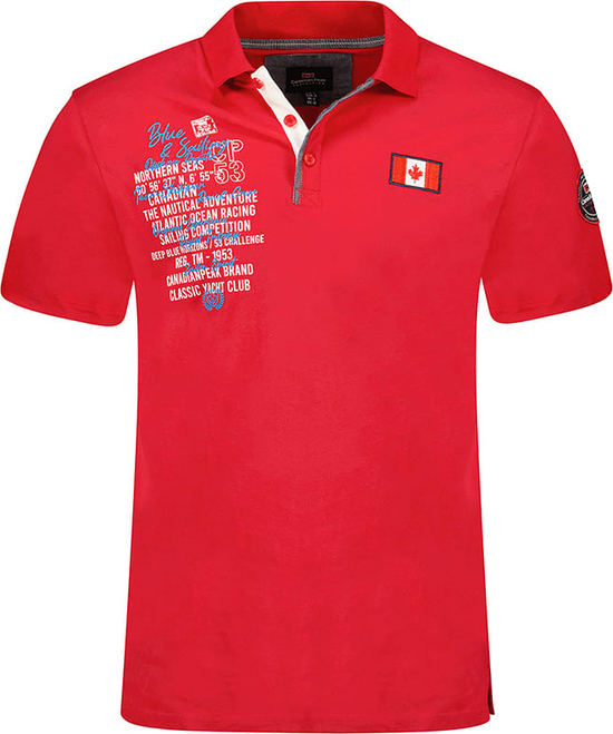 Czerwony t-shirt Canadian Peak w młodzieżowym stylu