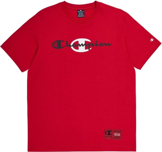 Czerwony t-shirt Champion w sportowym stylu