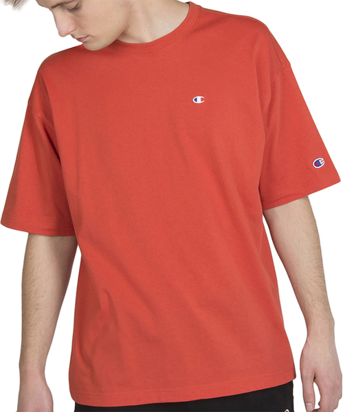 Czerwony t-shirt Champion z bawełny w sportowym stylu z krótkim rękawem