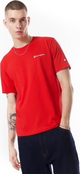 Czerwony t-shirt Champion z krótkim rękawem z bawełny