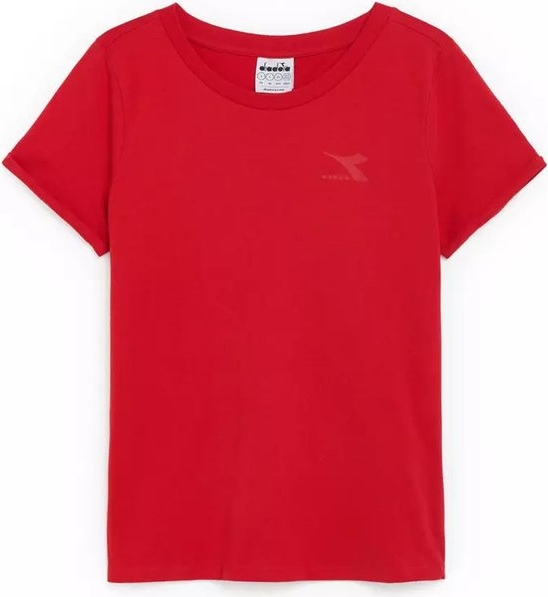 Czerwony t-shirt Diadora z okrągłym dekoltem z bawełny
