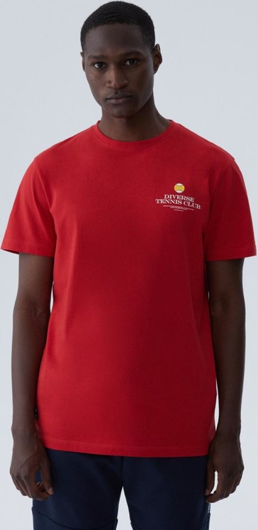 Czerwony t-shirt Diverse z krótkim rękawem