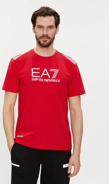 Czerwony t-shirt Emporio Armani w młodzieżowym stylu