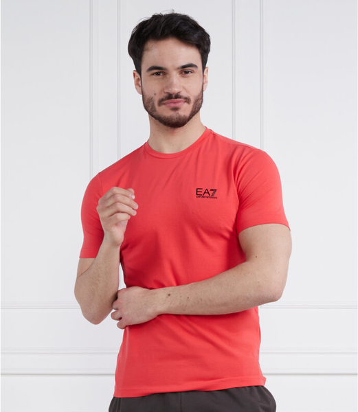 Czerwony t-shirt Emporio Armani z bawełny