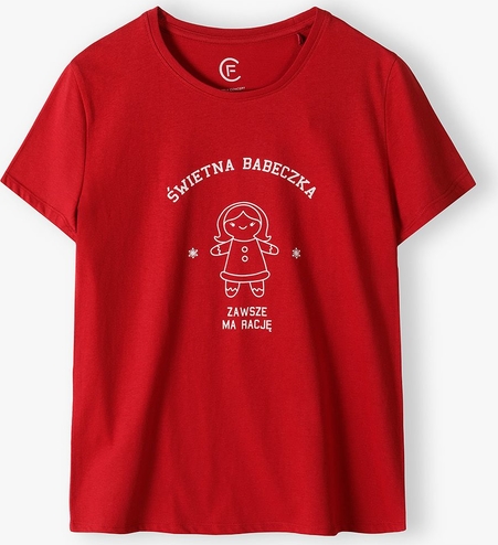 Czerwony t-shirt Family Concept By 5.10.15. w młodzieżowym stylu z dresówki z krótkim rękawem