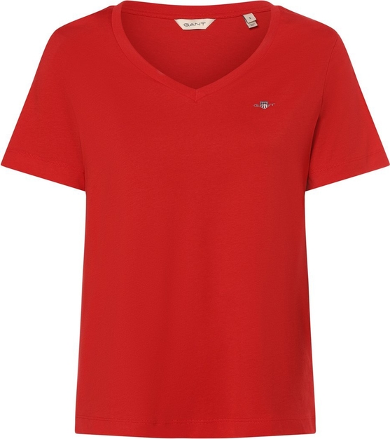 Czerwony t-shirt Gant z dżerseju z krótkim rękawem w stylu casual