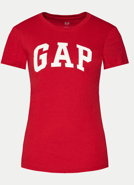 Czerwony t-shirt Gap w młodzieżowym stylu z okrągłym dekoltem