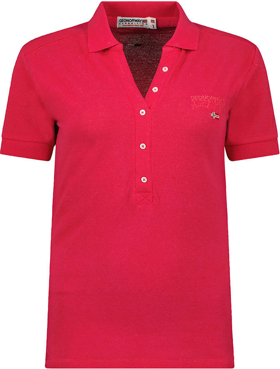 Czerwony t-shirt Geographical Norway w stylu casual z bawełny
