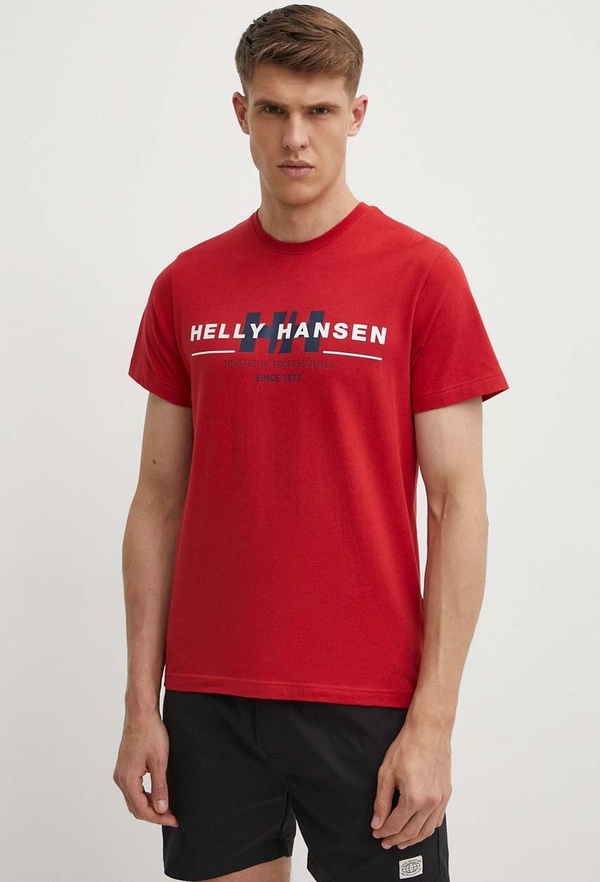 Czerwony t-shirt Helly Hansen w młodzieżowym stylu
