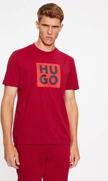 Czerwony t-shirt Hugo Boss w młodzieżowym stylu z krótkim rękawem