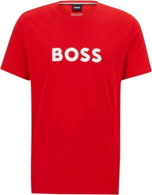 Czerwony t-shirt Hugo Boss z bawełny w młodzieżowym stylu z krótkim rękawem
