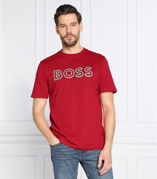 Czerwony t-shirt Hugo Boss z krótkim rękawem w młodzieżowym stylu