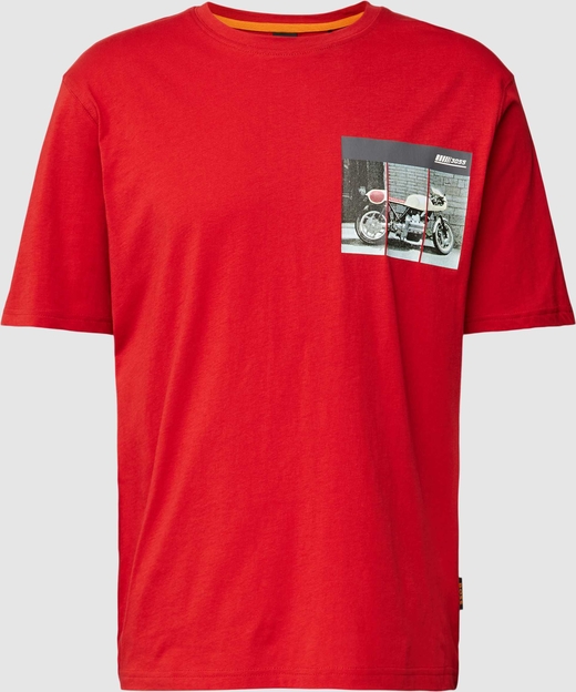 Czerwony t-shirt Hugo Boss z nadrukiem w młodzieżowym stylu z krótkim rękawem