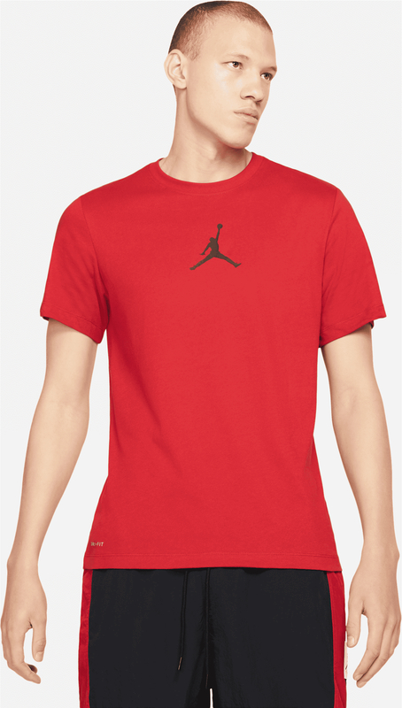 Czerwony t-shirt Jordan z bawełny z krótkim rękawem