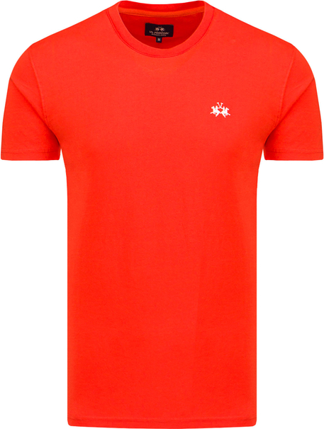 Czerwony t-shirt La Martina z krótkim rękawem z bawełny w stylu klasycznym