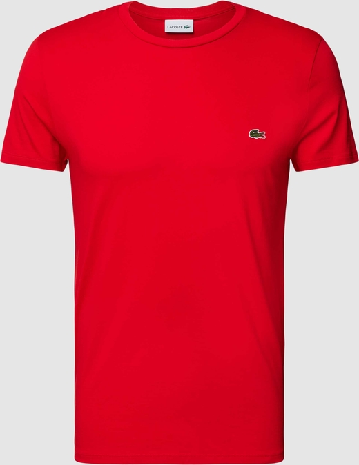 Czerwony t-shirt Lacoste z bawełny