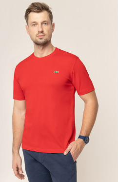 Czerwony t-shirt Lacoste z krótkim rękawem