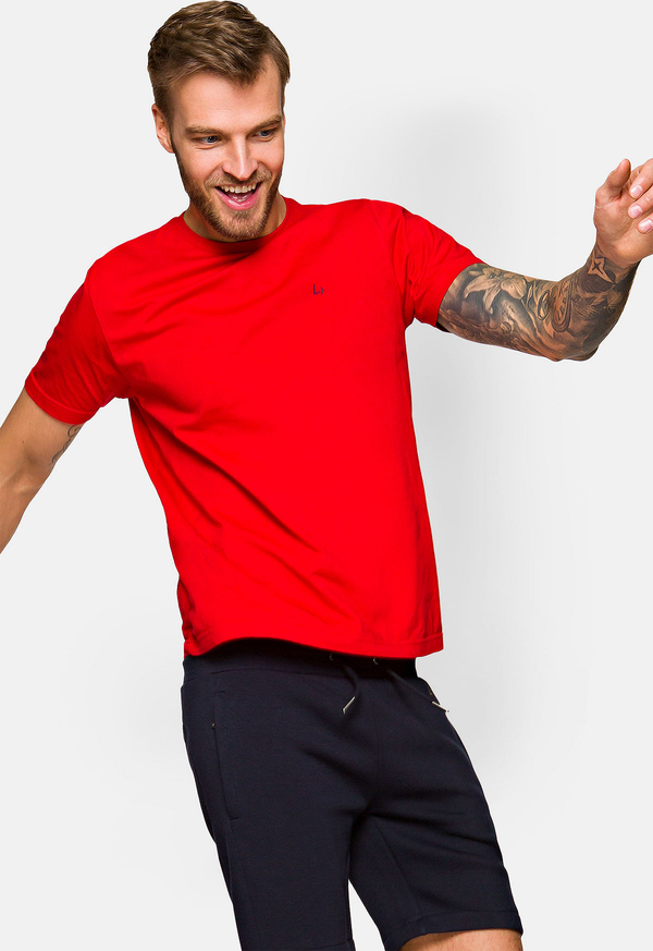 Czerwony t-shirt LANCERTO z krótkim rękawem