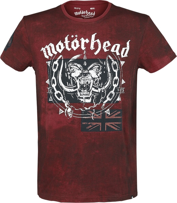 Czerwony t-shirt Motörhead z krótkim rękawem z nadrukiem