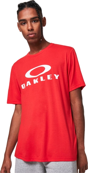 Czerwony t-shirt Oakley z bawełny w młodzieżowym stylu z krótkim rękawem