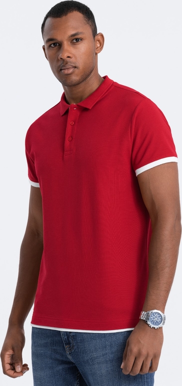 Czerwony t-shirt Ombre w stylu casual z krótkim rękawem