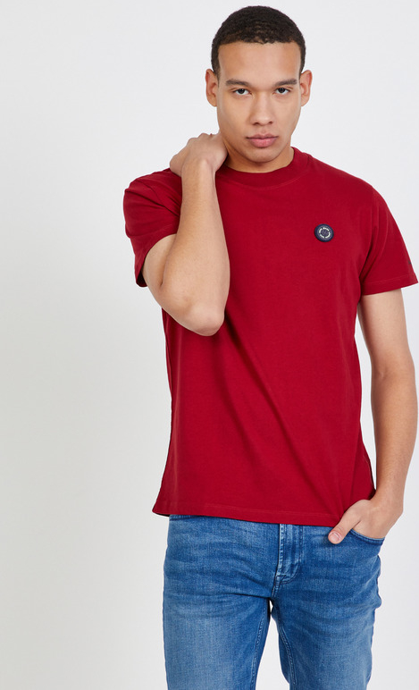 Czerwony t-shirt Pepe Jeans z krótkim rękawem w stylu casual z bawełny
