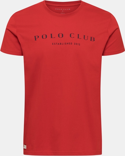Czerwony t-shirt Polo Club z krótkim rękawem w młodzieżowym stylu