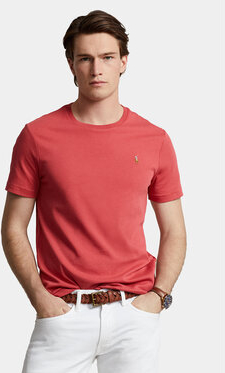 Czerwony t-shirt POLO RALPH LAUREN z krótkim rękawem w stylu casual