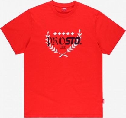 Czerwony t-shirt Prosto. w stylu klasycznym z bawełny z krótkim rękawem