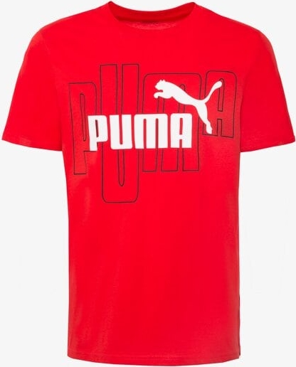 Czerwony t-shirt Puma z krótkim rękawem w sportowym stylu