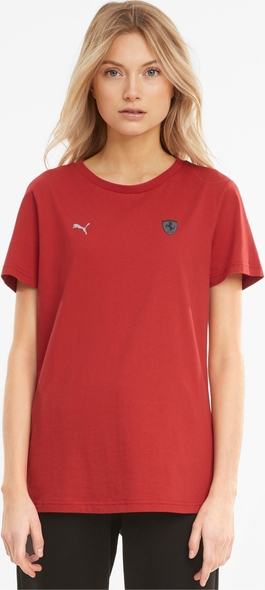 Czerwony t-shirt Puma z okrągłym dekoltem z krótkim rękawem