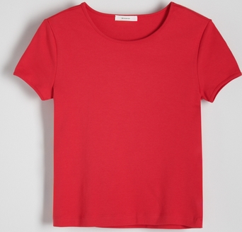 Czerwony t-shirt Reserved w stylu casual z okrągłym dekoltem z bawełny