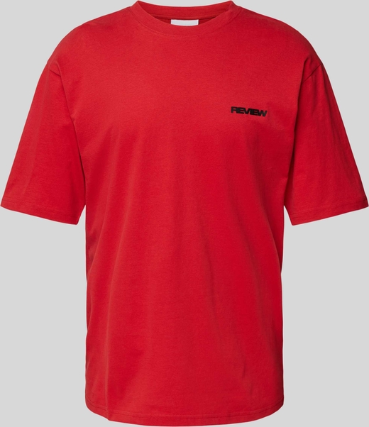 Czerwony t-shirt Review z bawełny w stylu casual