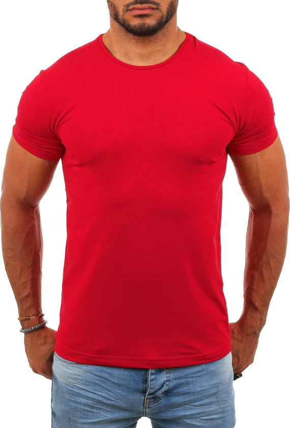 Czerwony t-shirt Risardi w stylu casual z krótkim rękawem
